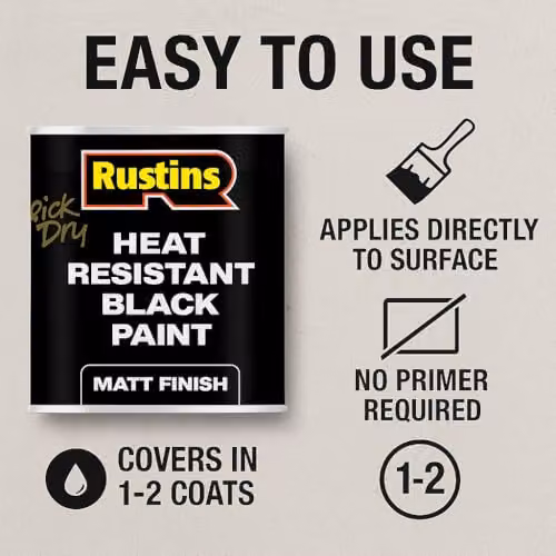 Rustins Quick Drying Matt Black Heat Resistant Metal Paint 250ml – 2