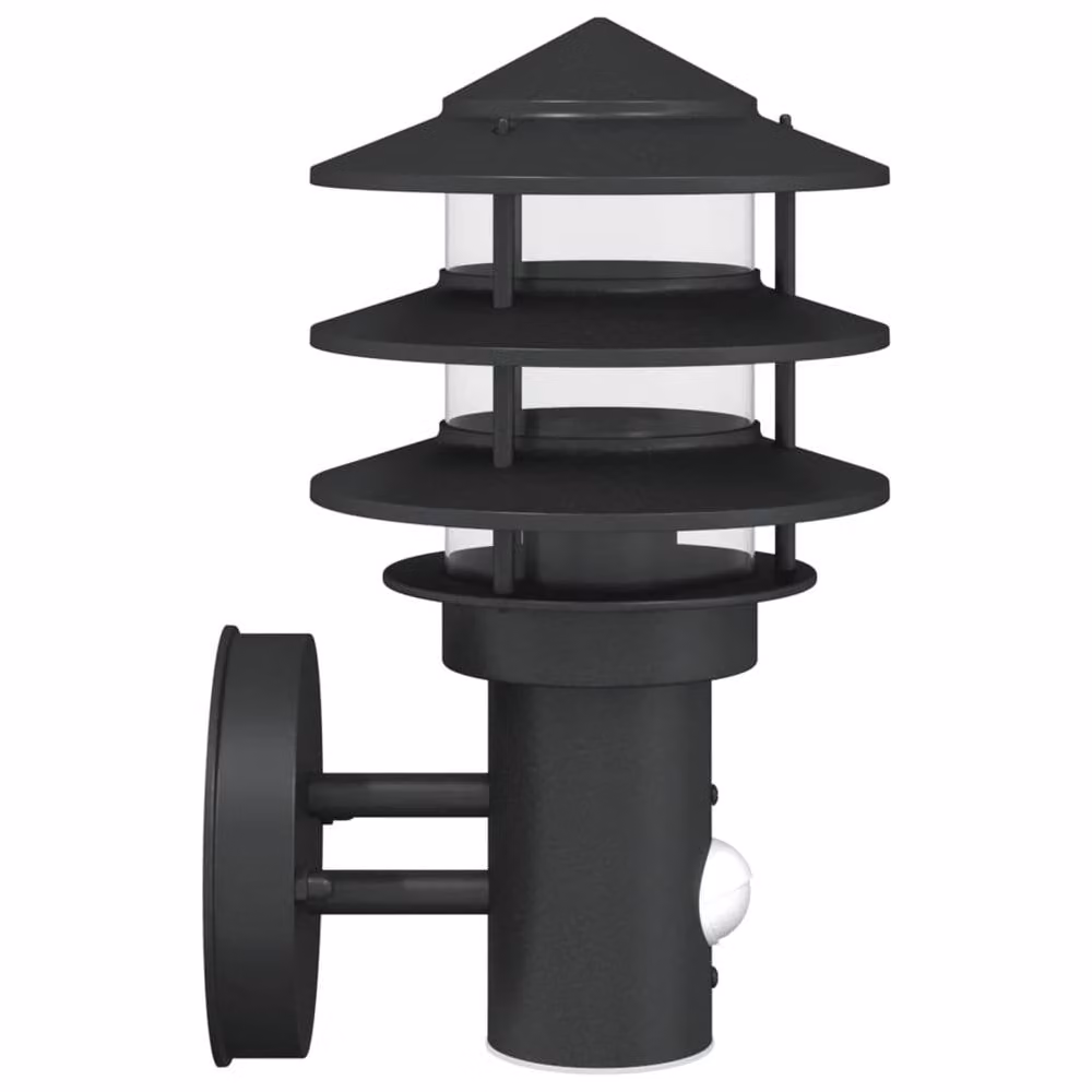 Berkfield Home Black Stainless Steel Outdoor Wall Lights with Motion Sensor and Timer, 2 Pack