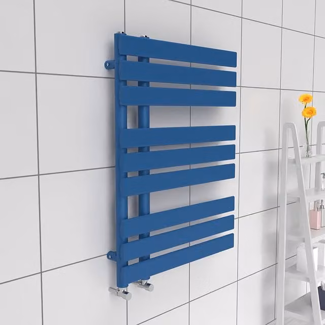Lux Heat Open Flat Towel Radiator in Blue, W: 60 cm, H: 80 cm