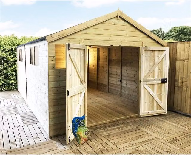 Marlborough Premier Pressure Treated Apex Workshop in Natural Wood – 1