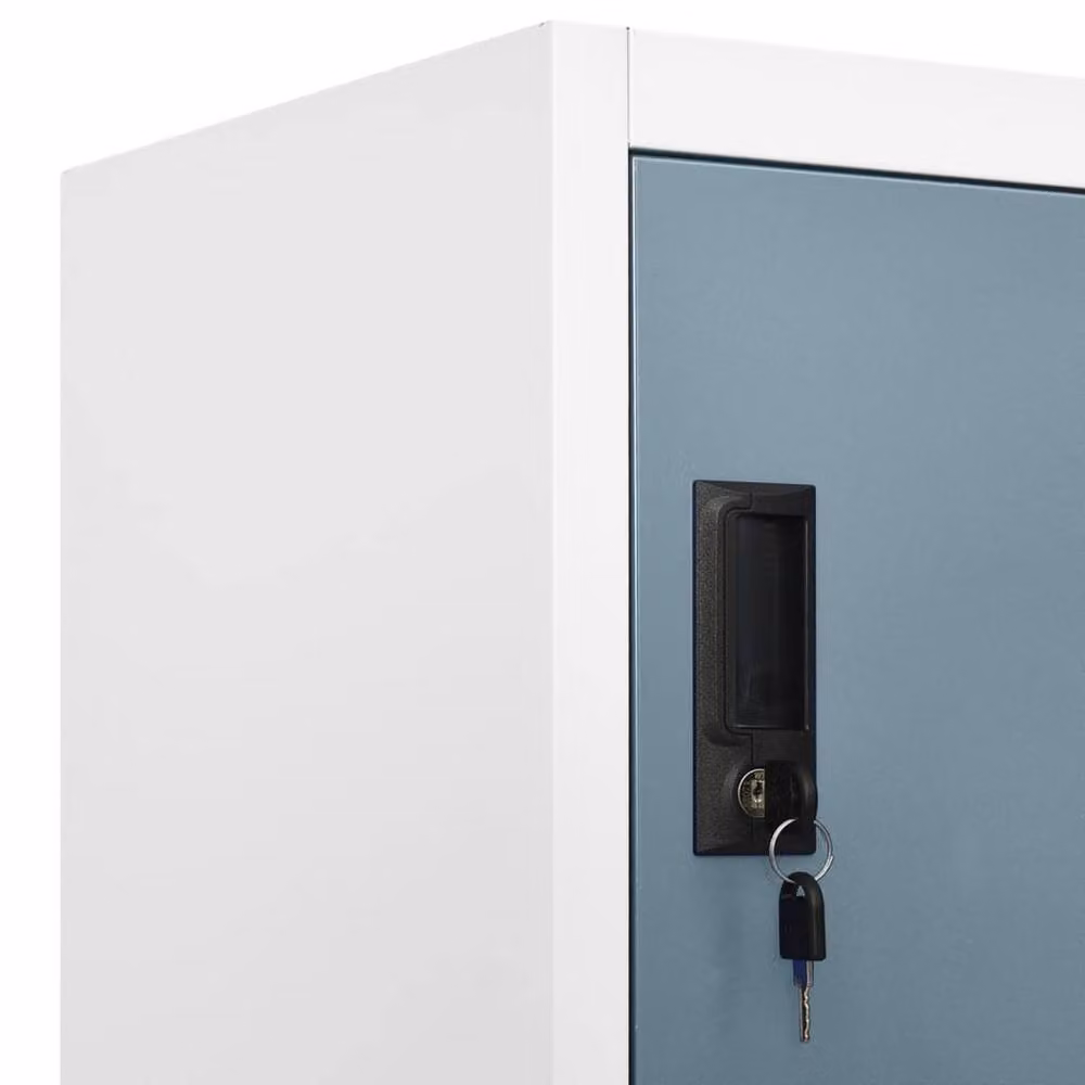 Berkfield Home Metal Locker Cabinet in Matt Grey with Hinged Doors and Lock, W/D/H: 90 x 45 x 180 cm – 3