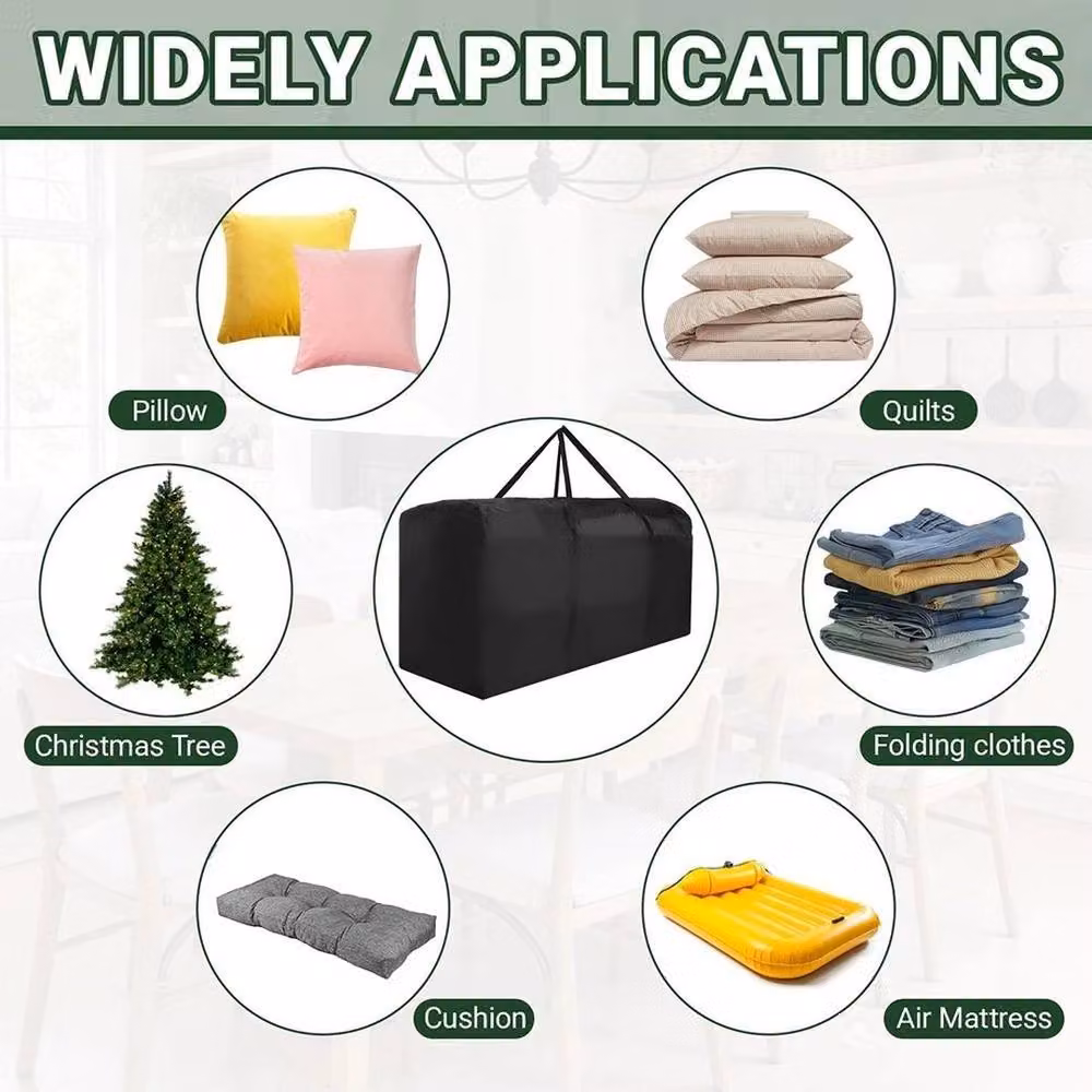 FLAVORA Extra Large Heavy Duty Furniture Cushion Storage Bags in Black, W: 100 cm, D: 80 cm – 5