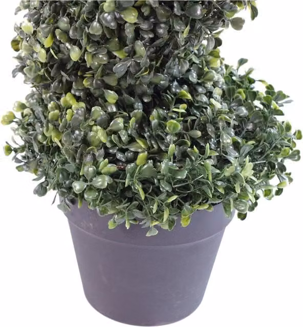Botanik Pair of Tall Green Artificial Boxwood Spiral Topiary Tower Trees with Metal Tops