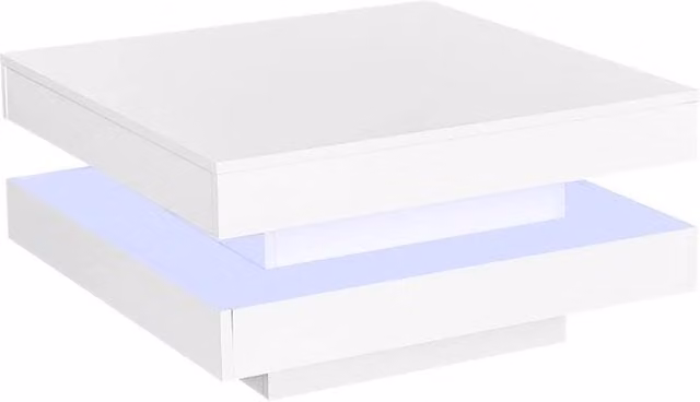 KORVIXA Modern Square Coffee Table in White with Glossy Finish, W/D/H: 100 x 100 x 36 cm