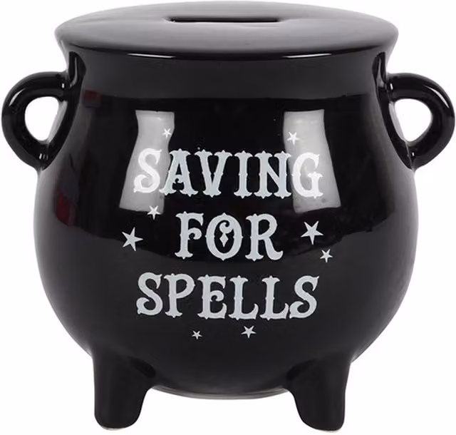 KDMK Trendy Halloween Cauldron Money Box, Black Ceramic Tabletop Decor