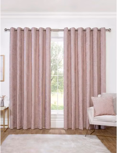 Divante Alden Thermal Insulating Chenille Fabric Curtains, Pink, W: 168 cm, H: 229 cm