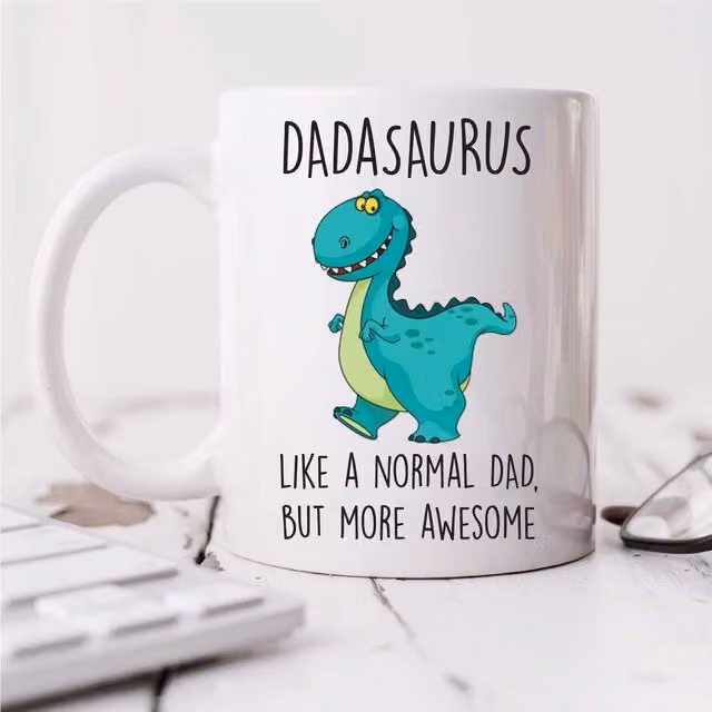 60 Second Makeover Dad Dinosaur Ceramic Mug in White