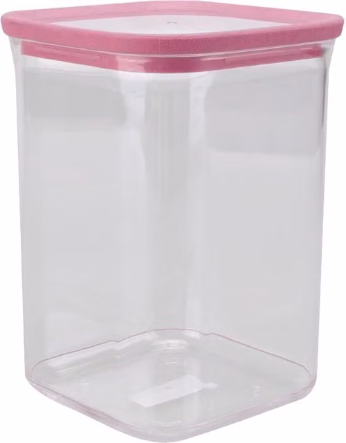 VFM e-Store Airtight and Leakproof Square Plastic Food Container, 1L, Pink, W/D/H: 10.2 x 10.2 x 15.2 cm