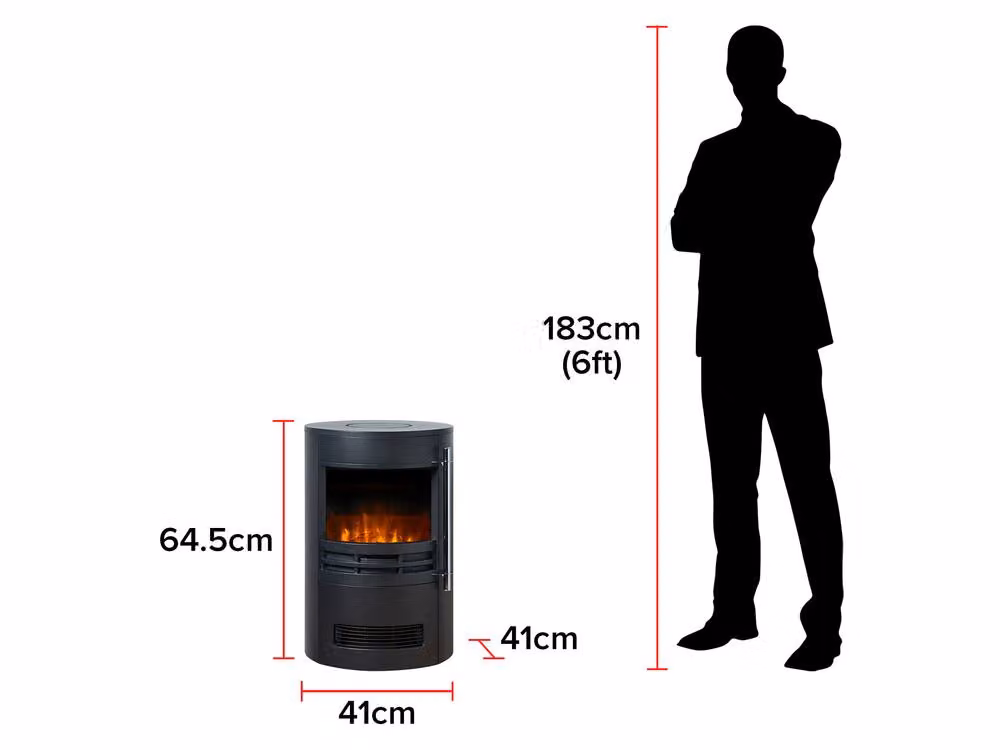 Adam Fires & Fireplaces Sureflame Dunston Round Electric Stove in Black – 5