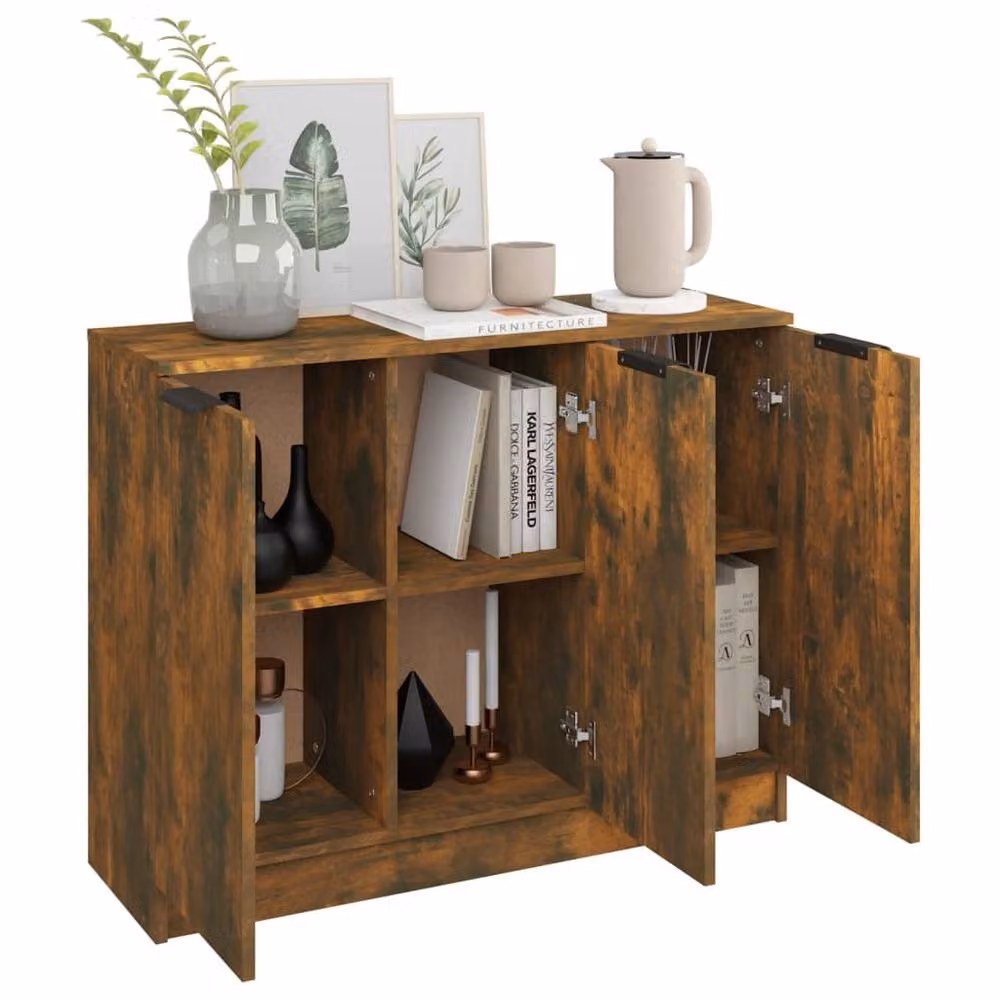 Berkfield Home Modern Smoked Oak Sideboard in Brown, W/D/H: 90.5 x 30 x 70 cm – 3