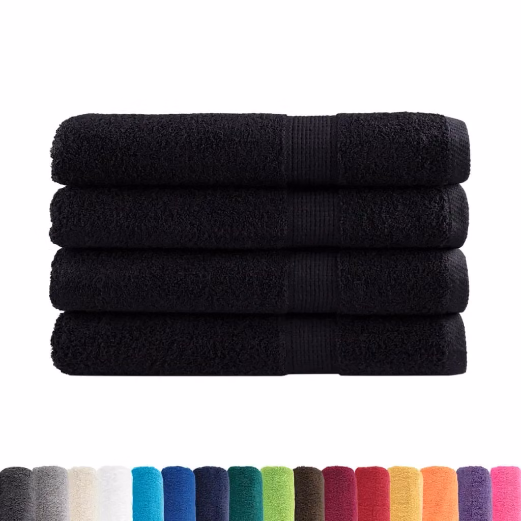 Berkfield Home SOLUND Premium Cotton Terry Towels, 4 Piece Set, Black, W: 100 cm, L: 200 cm, 600 gsm – 2