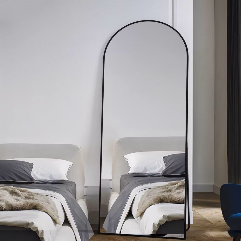 CASSILANDO Arched Full Length Mirror in Black with HD Shatterproof Glass, H 162 x W 53 x D 1.4 cm – 5