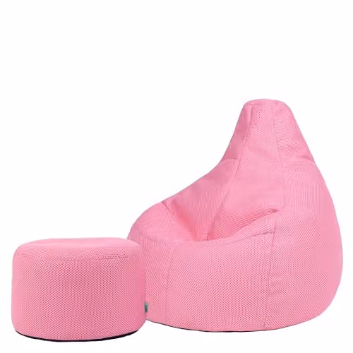 icon Mesh Gaming Bean Bag and Footstool with Filling, Pink