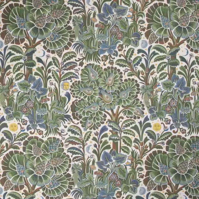 House of Hackney Moon Garden Botanical Floral Art Nouveau Wallpaper Sample in Green, W: 42.0 cm x H: 29.7 cm