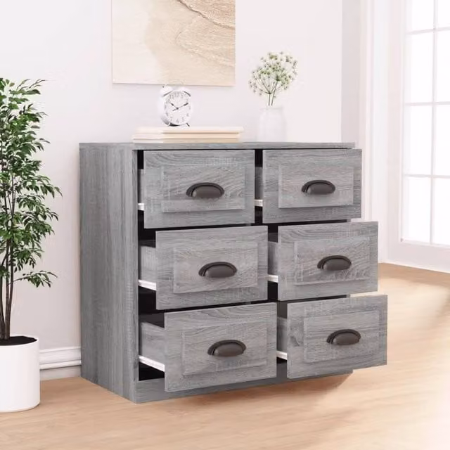 Berkfield Home Grey Sonoma Modern Sideboard in Matt MDF, W: 70 cm, D: 35.5 cm, H: 67.5 cm – 1