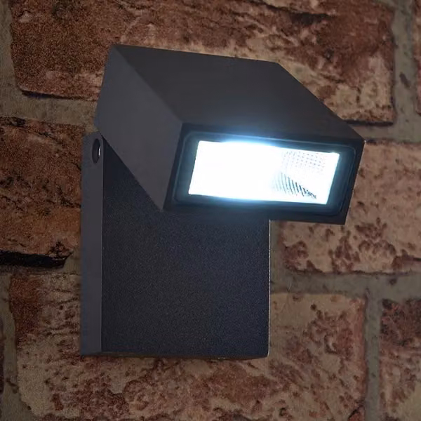 Netlighting Morti Integrated LED Outdoor Wall Light in Black with Textured Dark Matt Anthracite Glass, IP44 Rated – 2