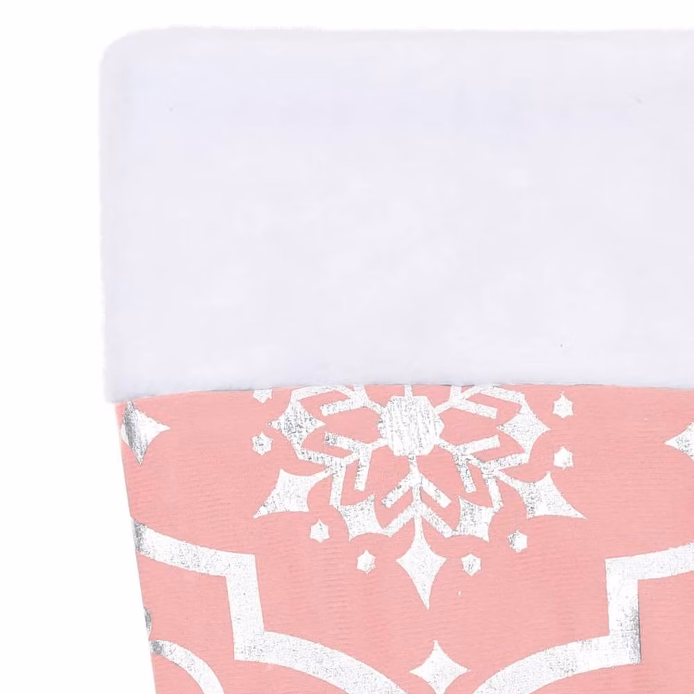 Berkfield Home Luxury Christmas Tree Skirt with Sock in Pink, 90 cm Diameter – 2