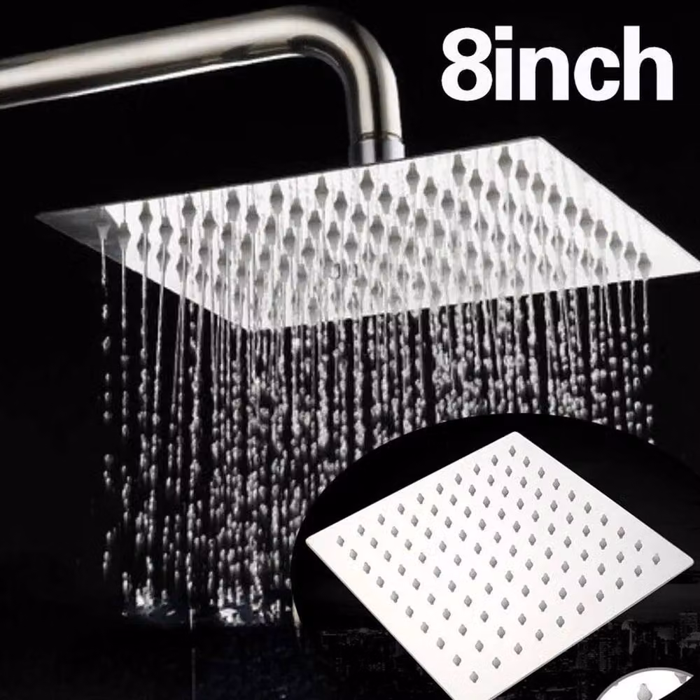 Hinsinc 8 Inch Chrome Square High Pressure Rainfall Overhead Shower Head in White – 3