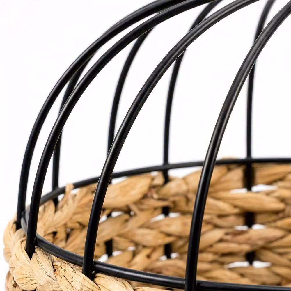 Emitto Modern Round Woven Rattan Style Ceiling Pendant Light Shade in Black, Diameter: 30 cm – 4