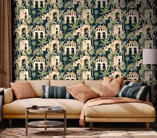 Arthouse Leopard Arches Navy Washable Wallpaper with Modern Animal Print Pattern – 3