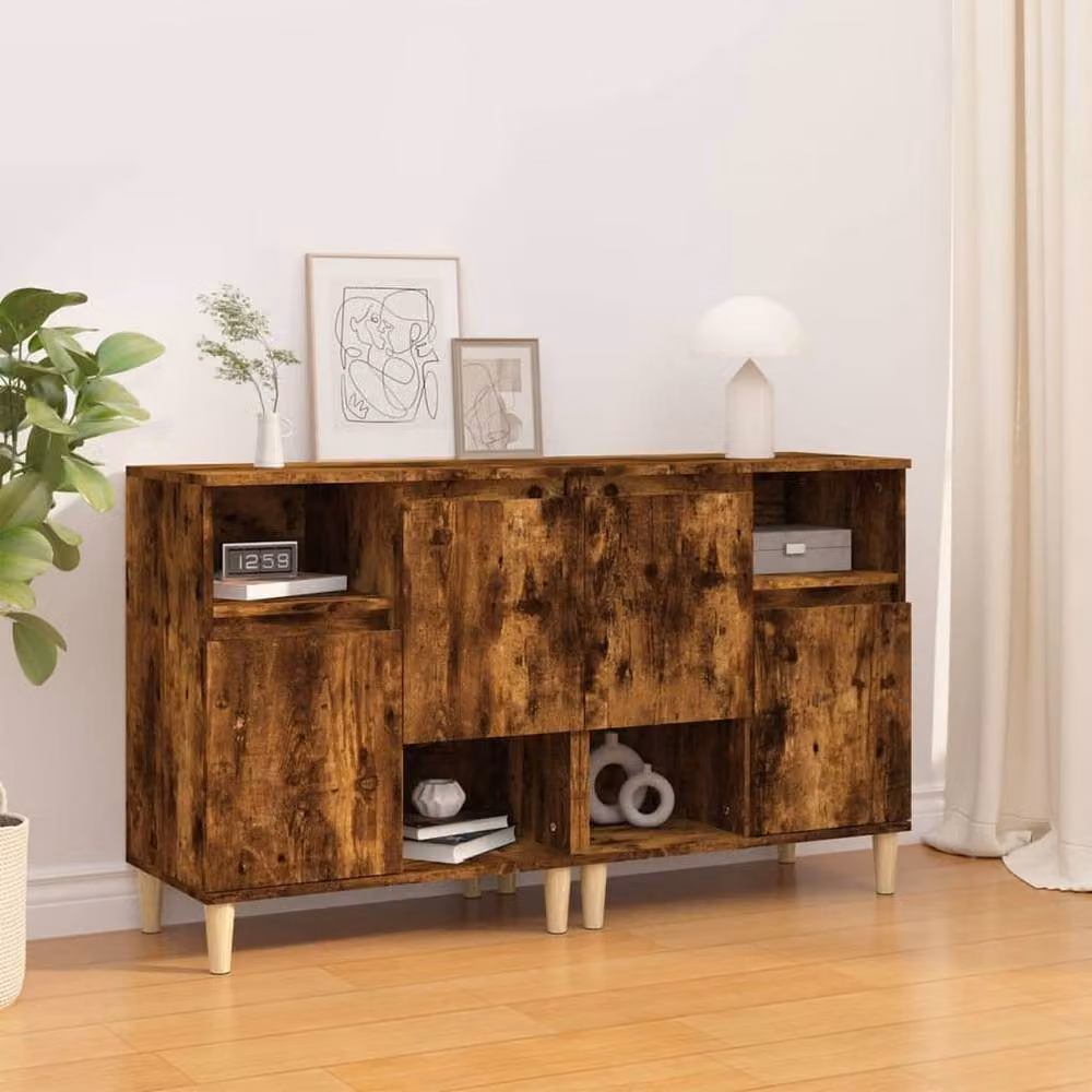 Berkfield Home Set of 2 Smoked Oak Sideboards in Brown, W/D/H: 60 x 35 x 70 cm – 2