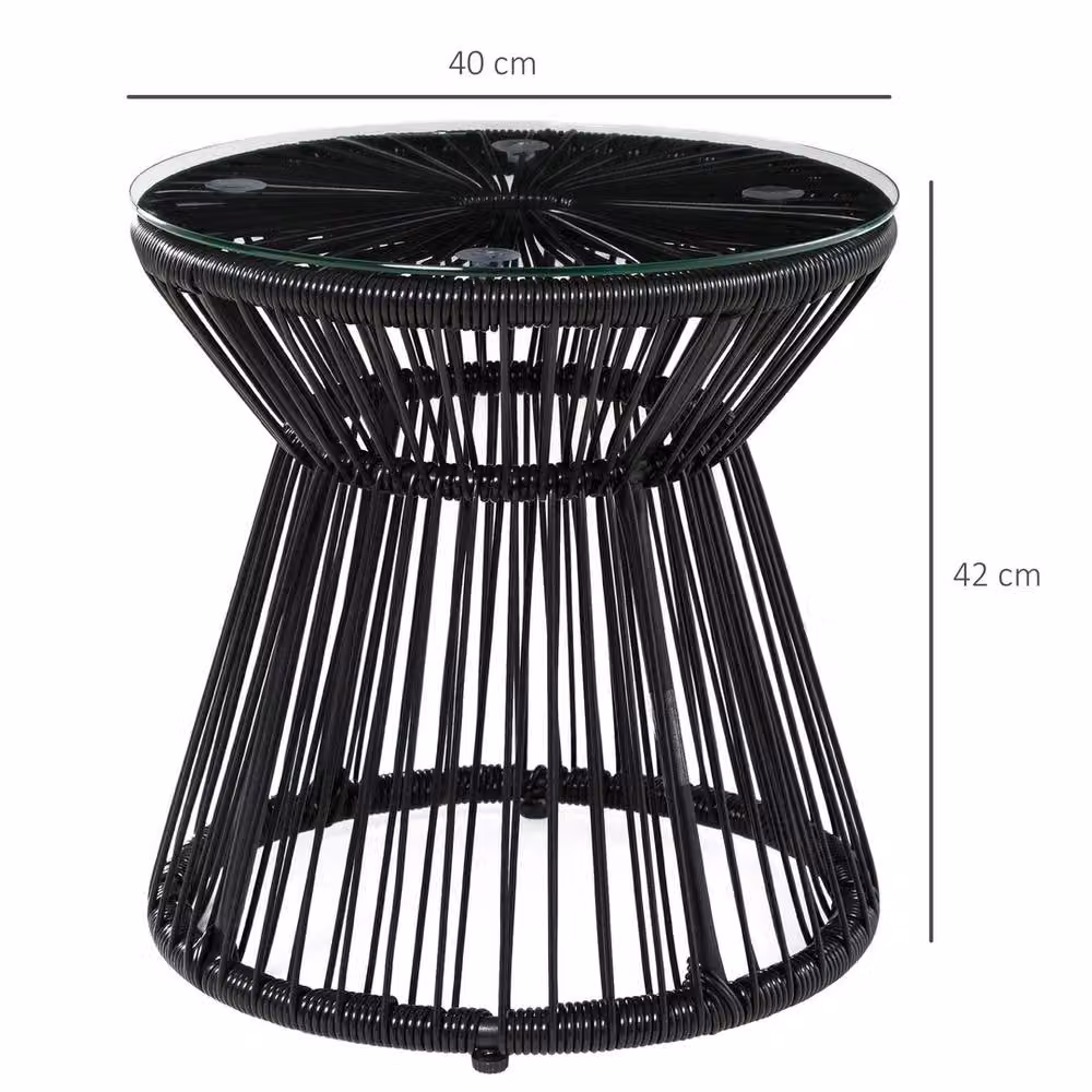 EONLION Round Hollow Drum Design Side Table in Black – 2