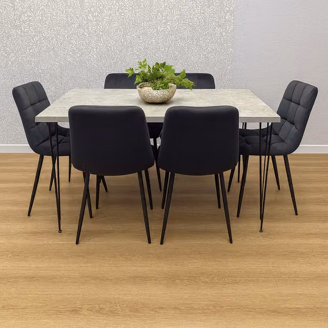 Kosy Koala Modern Dining Table Set with 6 Velvet Chairs in Black