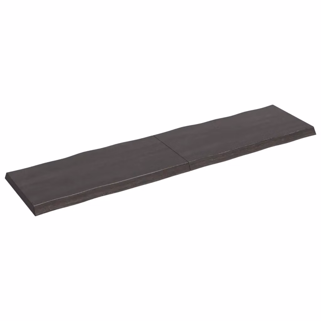 Berkfield Home Table Top Live Edge Solid Wood Countertop in Dark Grey and Brown, W: 200 cm, D: 50 cm, H: 2-6 cm – 2