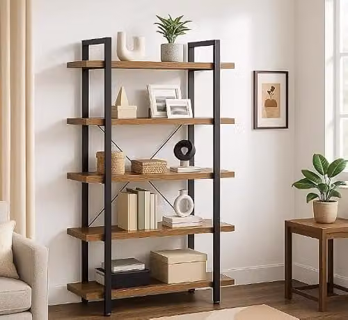 INDOORIST 5-Tier Large Ladder Bookcase, Modern Freestanding Open-Back Shelving for Living Rooms, W/D/H: 105 x 33 x 177 cm – 1