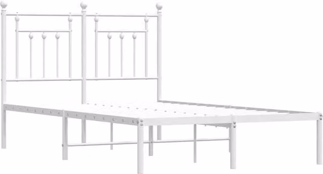 Berkfield Home Metal Bed Frame with Headboard in White, W/D/H: 120 x 190 cm – 1