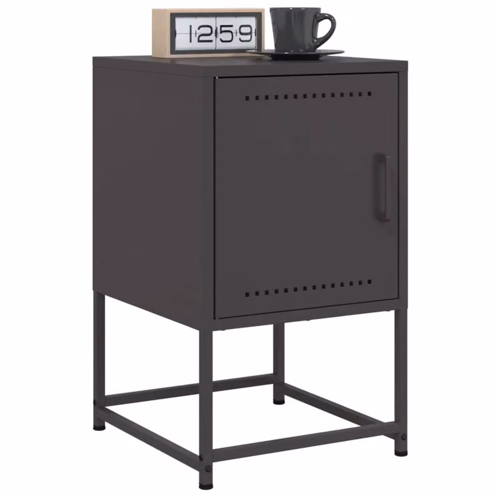 Berkfield Home Set of 2 Industrial Black Metal Bedside Cabinets, W/D/H: 36 x 39 x 60.5 cm – 2