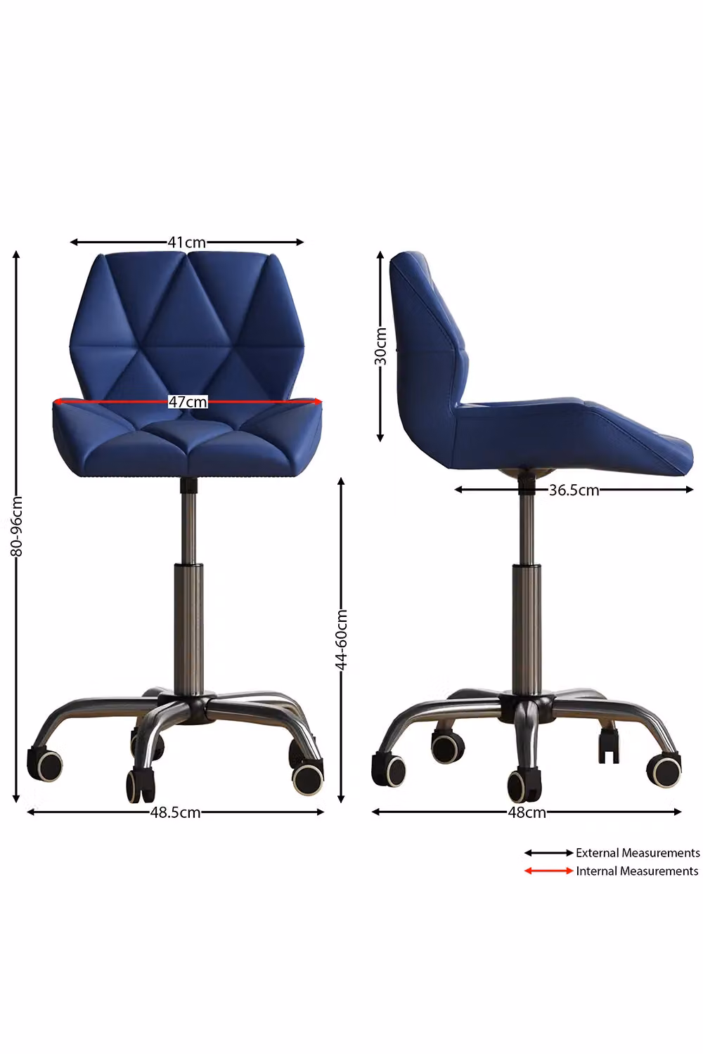 Vida Designs Geo Ergonomic Blue Fabric and Synthetic Leather Adjustable Swivel Chair with Armrests – 2