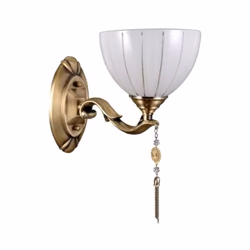 Italux Netlighting Baxio Stylised Wall Lamp in Gold with White Milky Glass Shade and E27 Socket