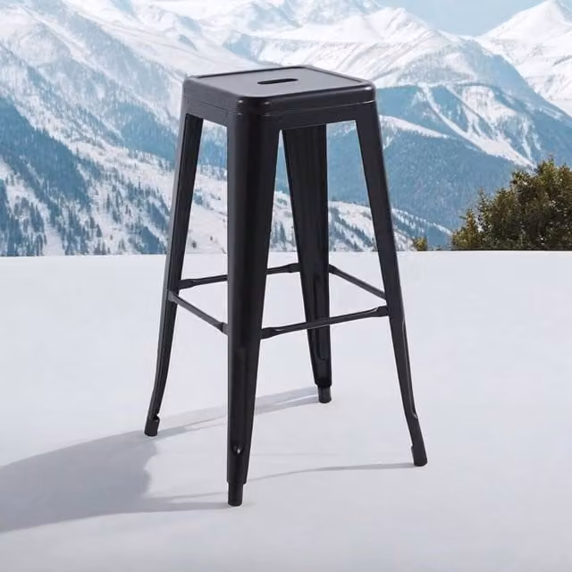 PAWNORA Industrial Metal Bar Stool in Black – 1