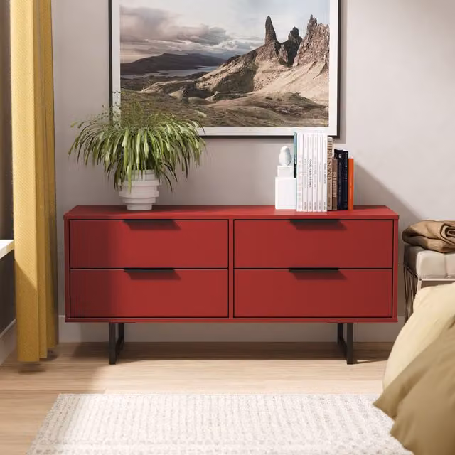 Ready Assembled 2 U Fuji 4 Drawer Bed Box in Dark Red – 1
