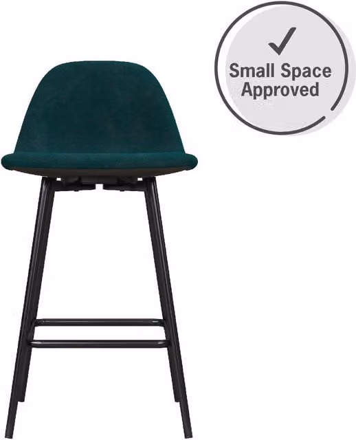 Dorel Home Calvin Mid-Century Counter Stool in Green Velvet with Metal Frame