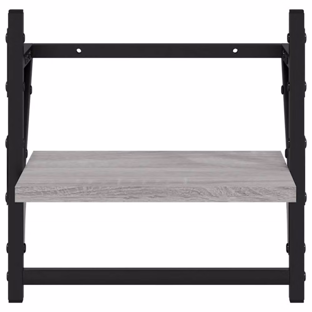 Berkfield Home Wall Shelves with Hanging Rods, 2 Pack, Grey Sonoma, W/D/H: 30 x 25 x 30 cm – 4