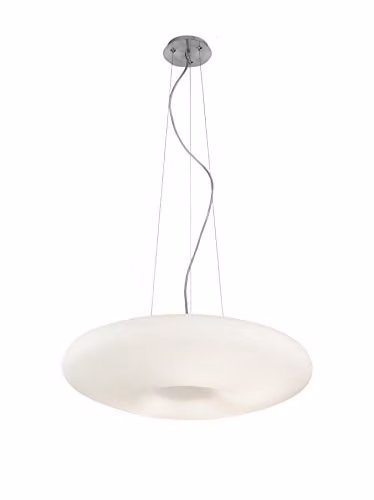 Netlighting Glory 3 Light Modern Suspended Ceiling Pendant in White and Silver with Glass Diffusers, Diameter: 50 cm, Height Adjustable – 1