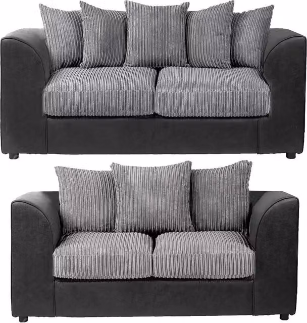 Luxor Living Grey Jumbo Cord Fabric 3 + 2 Sofa Suite with Scatter Cushions – 1