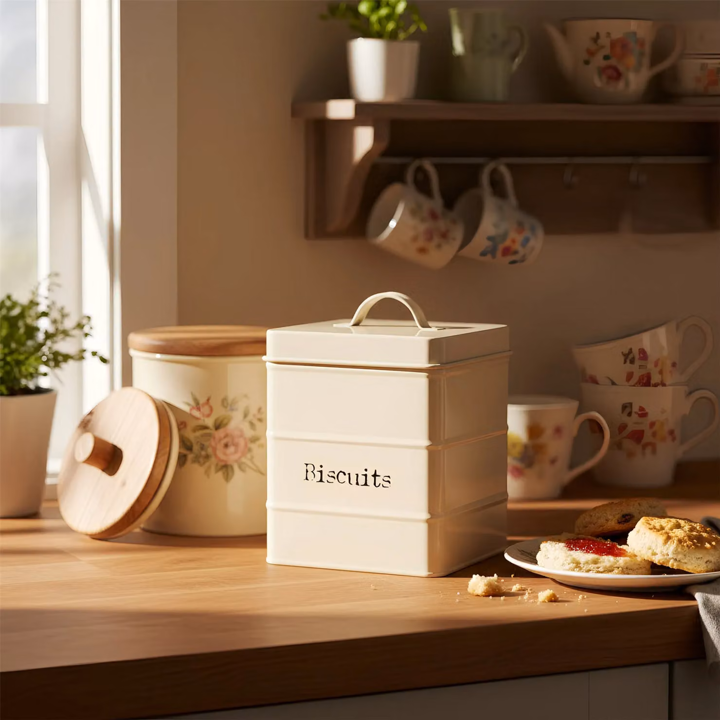 Harbour Housewares Metal Biscuit Tin in White – 8