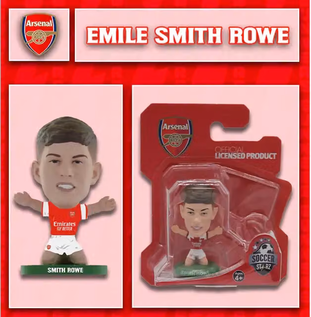 SoccerStarz Arsenal FC Emile Smith-Rowe Home Kit Classic Mini Figure, Red, Height: 5 cm