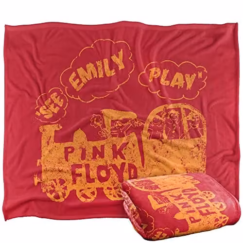 LOGOVISION Pink Floyd See Emily Play Super Soft Silky Touch Throw Blanket, White, W/D/H: 152 x 127 cm