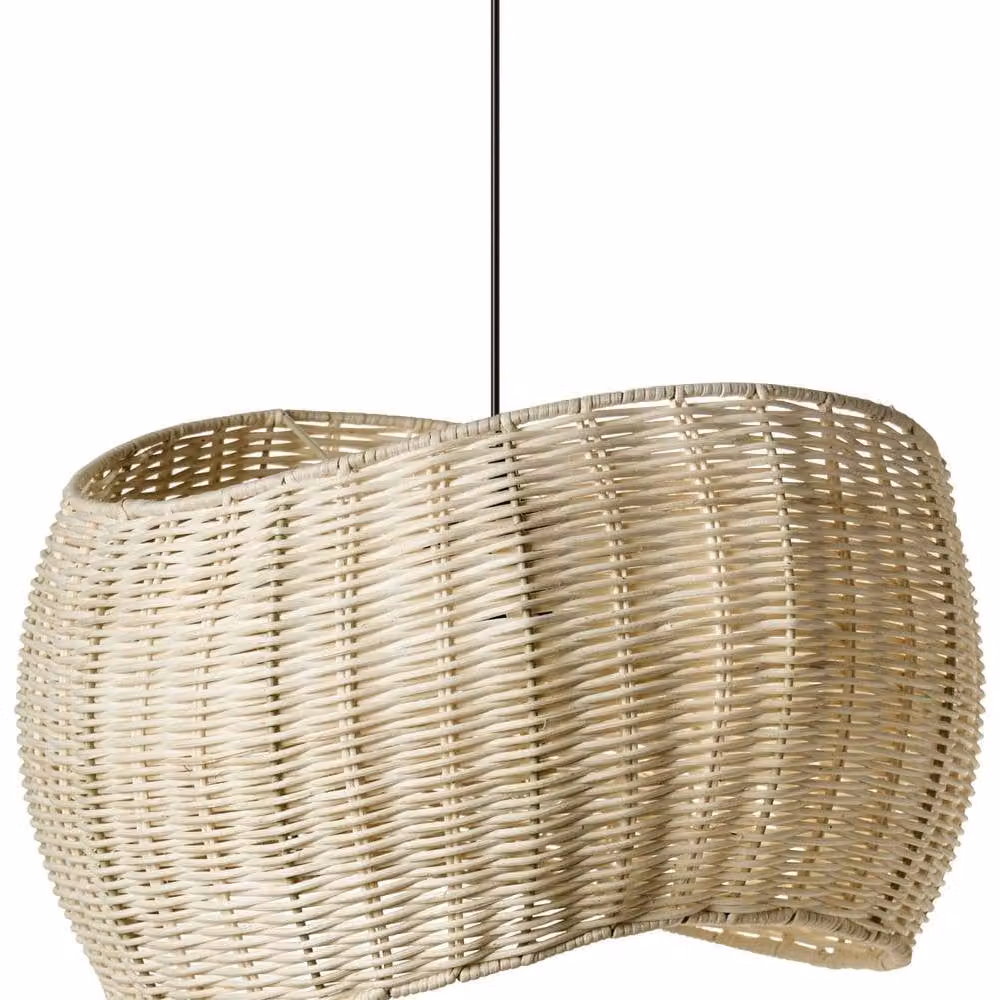 Wyld and Coco Natural Rattan and Metal Boho Pendant Lamp in Brown and Black, Diameter: 34 cm – 2