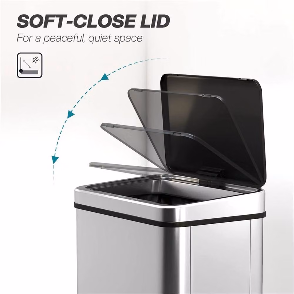 Nordara 40L Stainless Steel Sensor Kitchen Bin in Silver with Soft Close Feature – 3