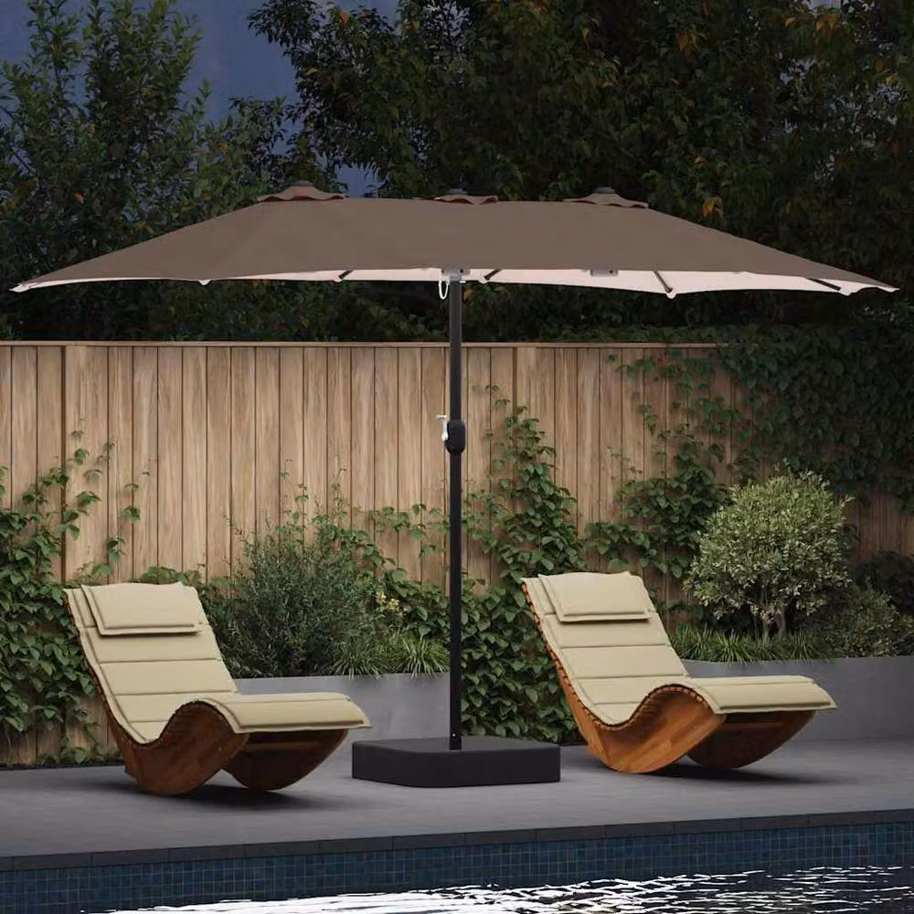 Berkfield Home Modern Folding Garden Parasol in Beige, W/D/H: 385 x 209 x 244 cm – 2