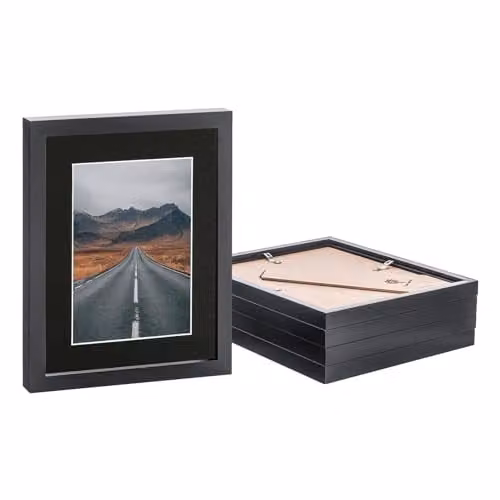 Nicola Spring Pack of 5 Black Rectangular Photo Frames with Glass Aperture for Landscape or Portrait Display – 1