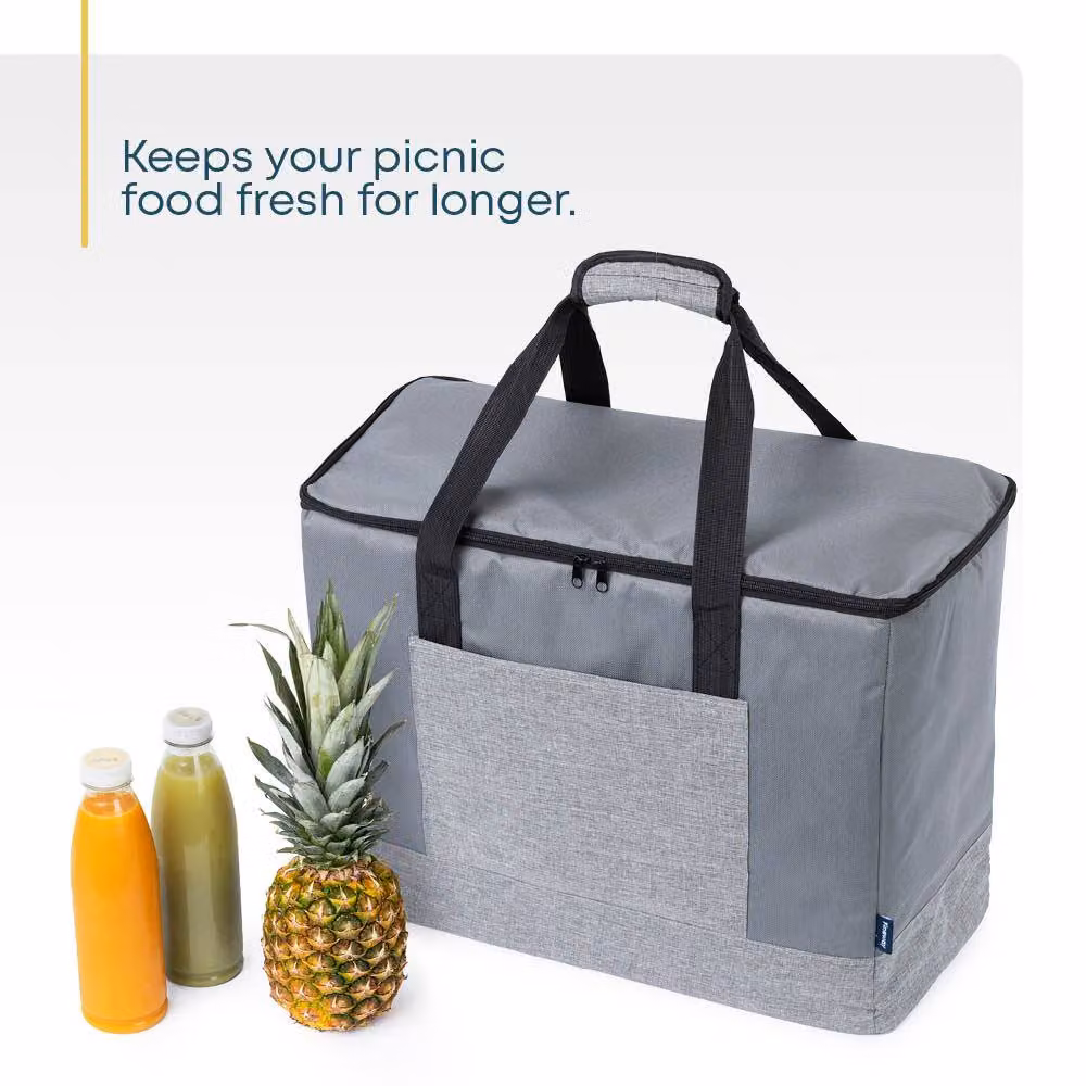 FINEWAY 60L Insulated Leakproof Cooler Bag with Strap, Grey – 4