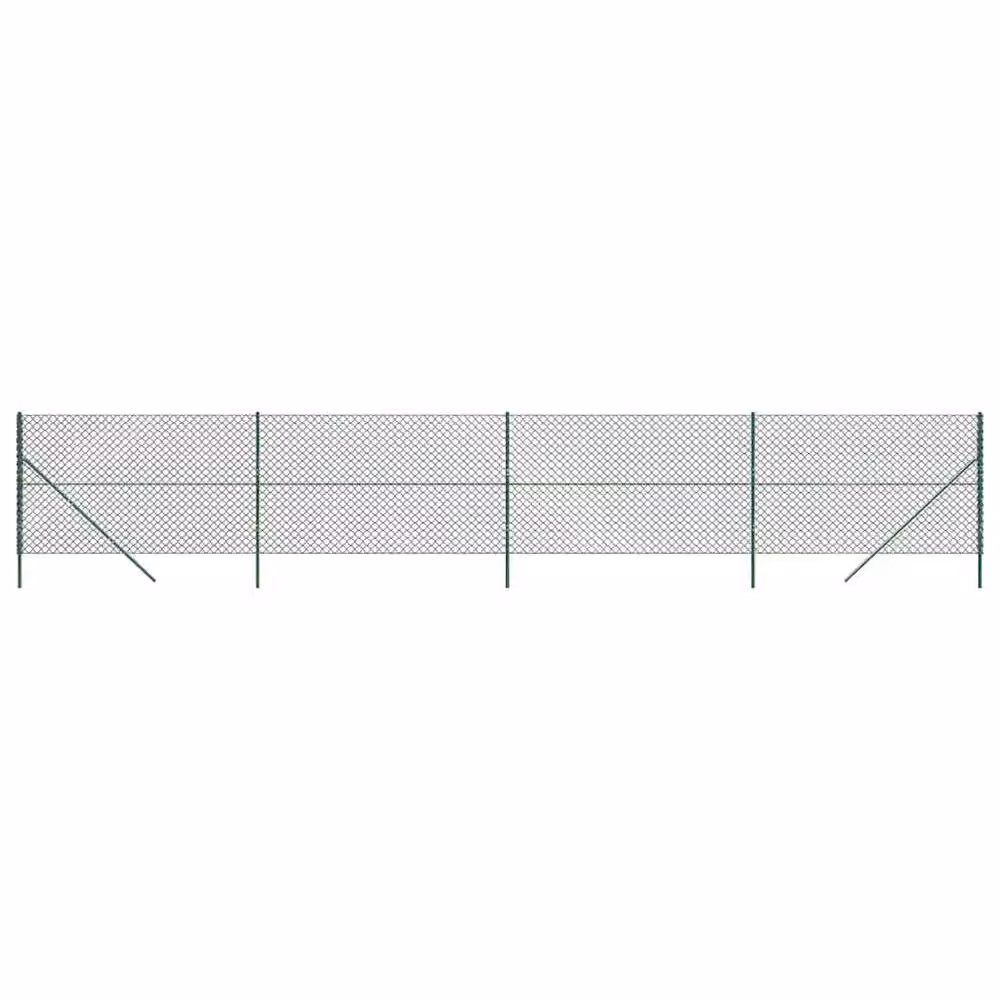 Berkfield Home Durable Green PVC Coated Galvanised Steel Chain Link Fence, H: 1.4 m x W: 10 m – 2