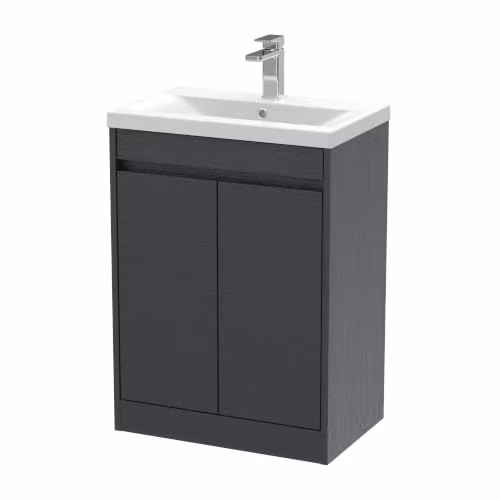 Balterley Modern 2 Door Freestanding Bathroom Vanity Unit with Basin in Matt Grey, W/D/H: 62 x 39.5 x 83.5 cm – 2