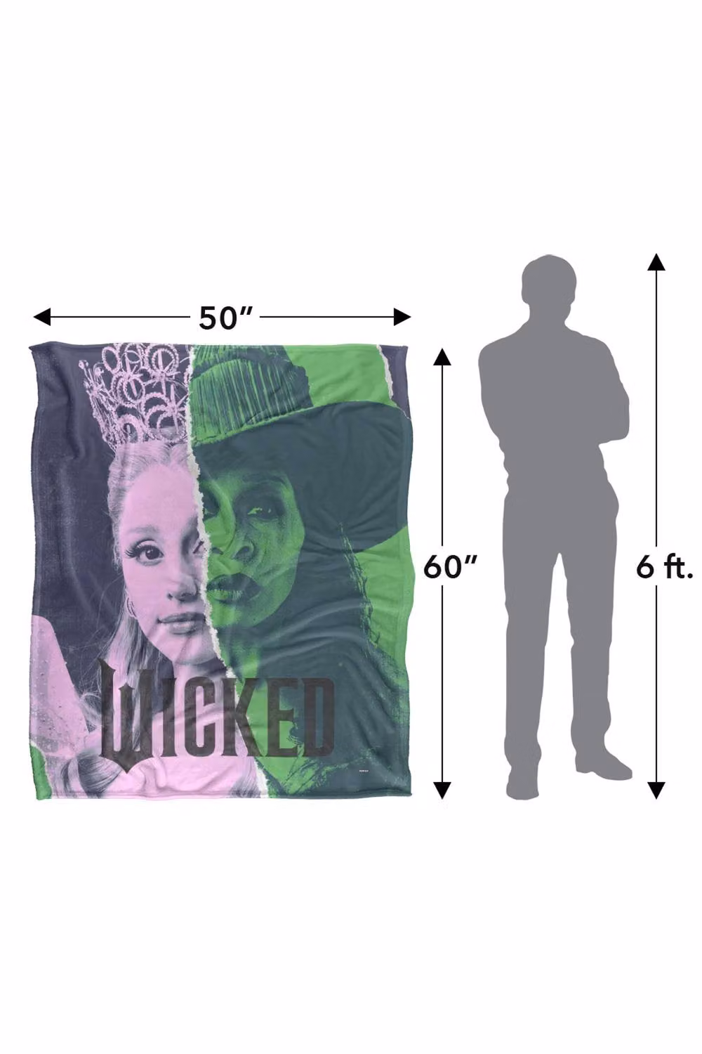 NBCU Wicked Glinda and Elphaba Torn Poster Throw Blanket, Multicolour, W/D/H: 152.4 x 127.0 cm – 3
